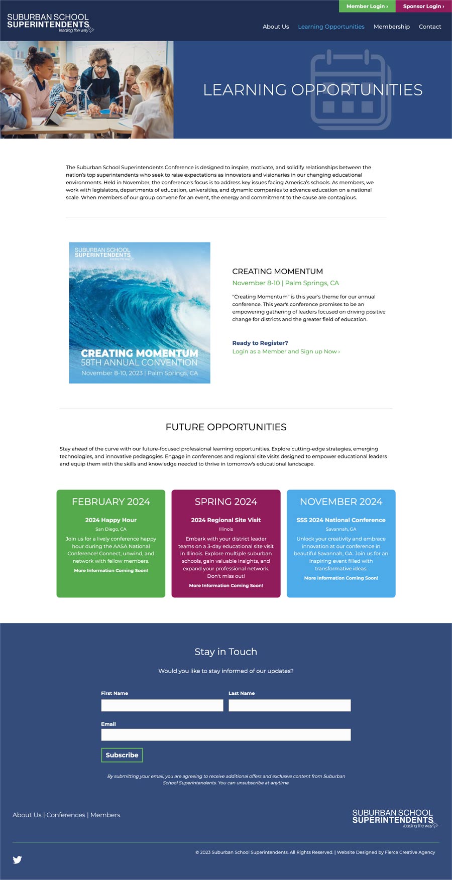 Screenshot of a page from the Suburban schools superintendents website.