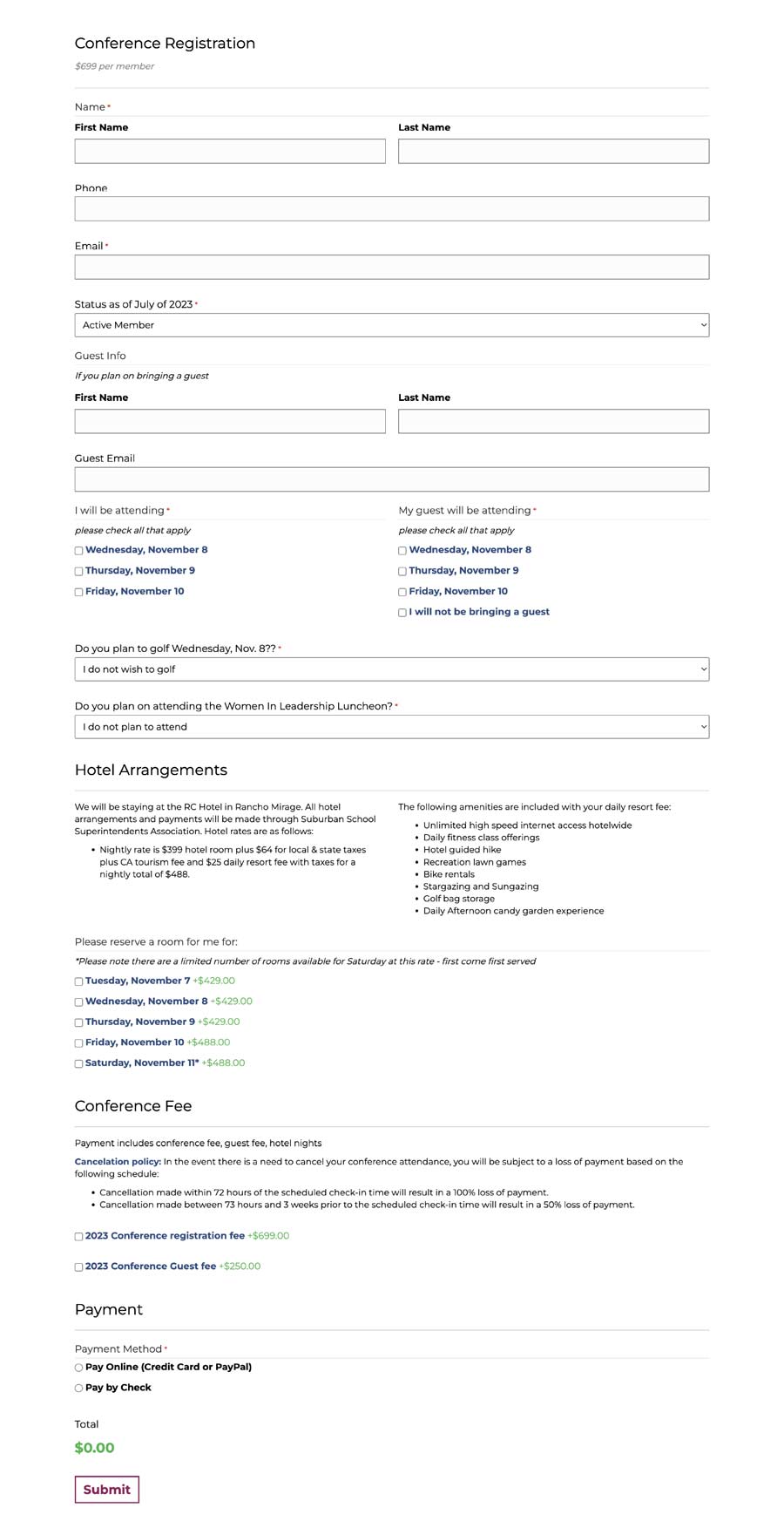 Screenshot of a page from the Suburban schools superintendents website.